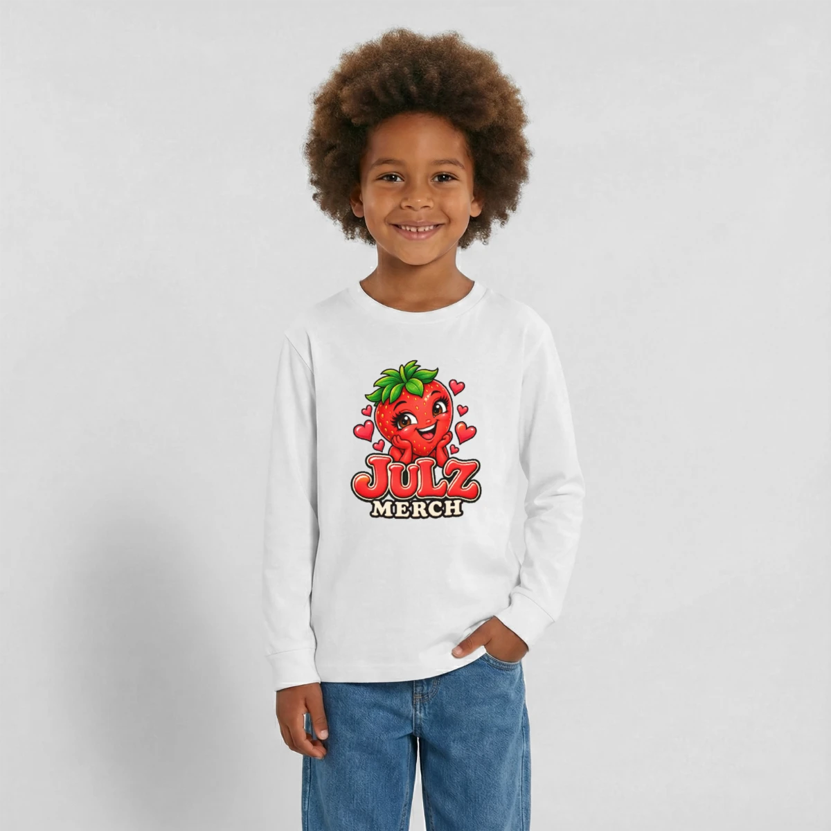 Teenager premium organic long sleeve shirt featuring Julz Merch Berry – Cute Strawberry