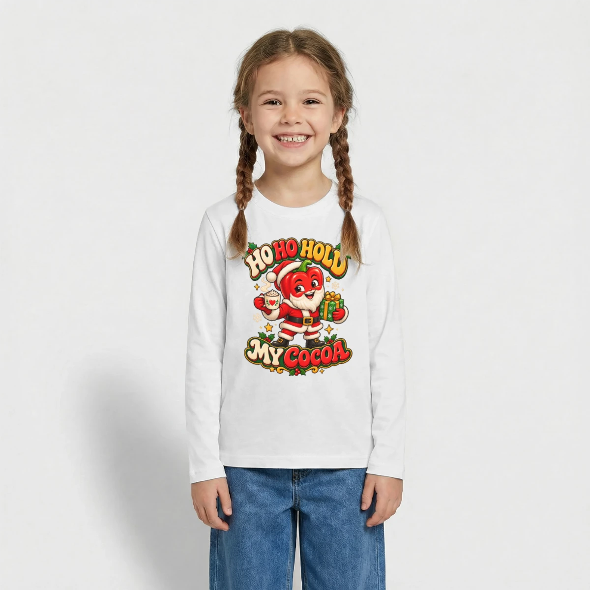 Teenager premium organic long sleeve shirt featuring Santa Pepper