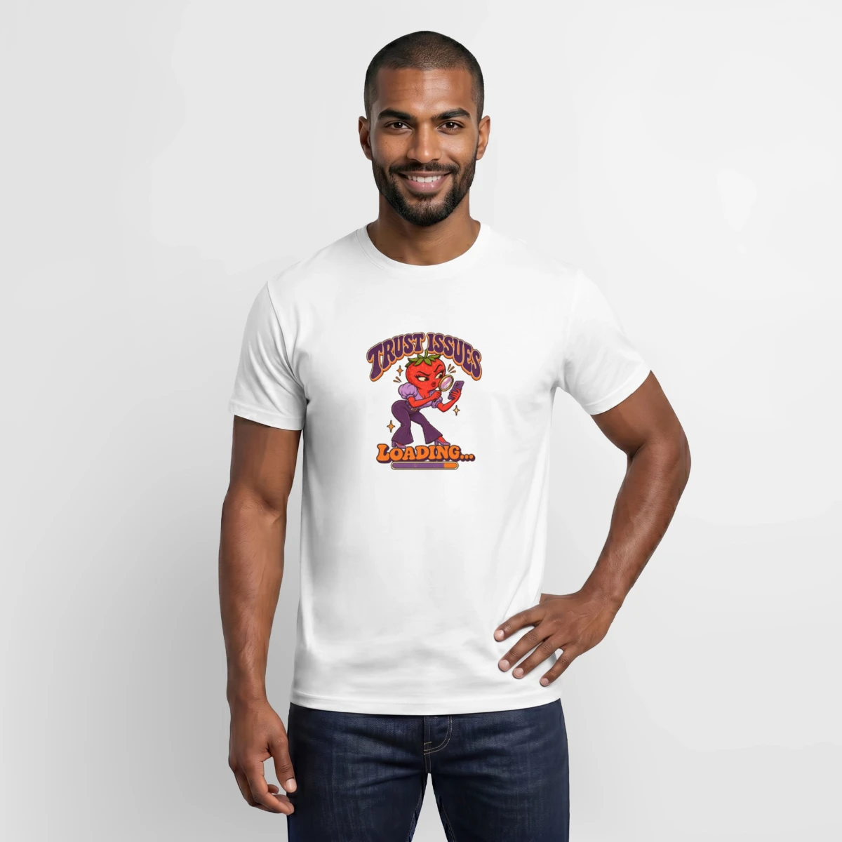 Men's T-Shirt featuring Trust Issues Loading – Funny Strawberry Retro Design