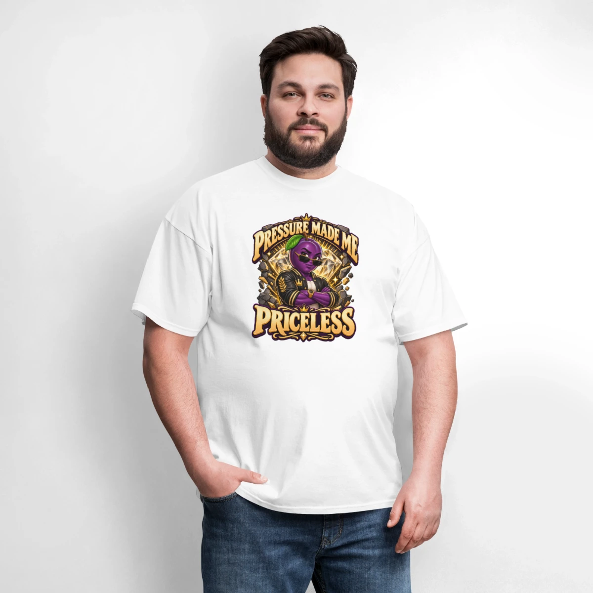 Men's T-Shirt featuring Pressure Made Me Priceless – Motivational Plum